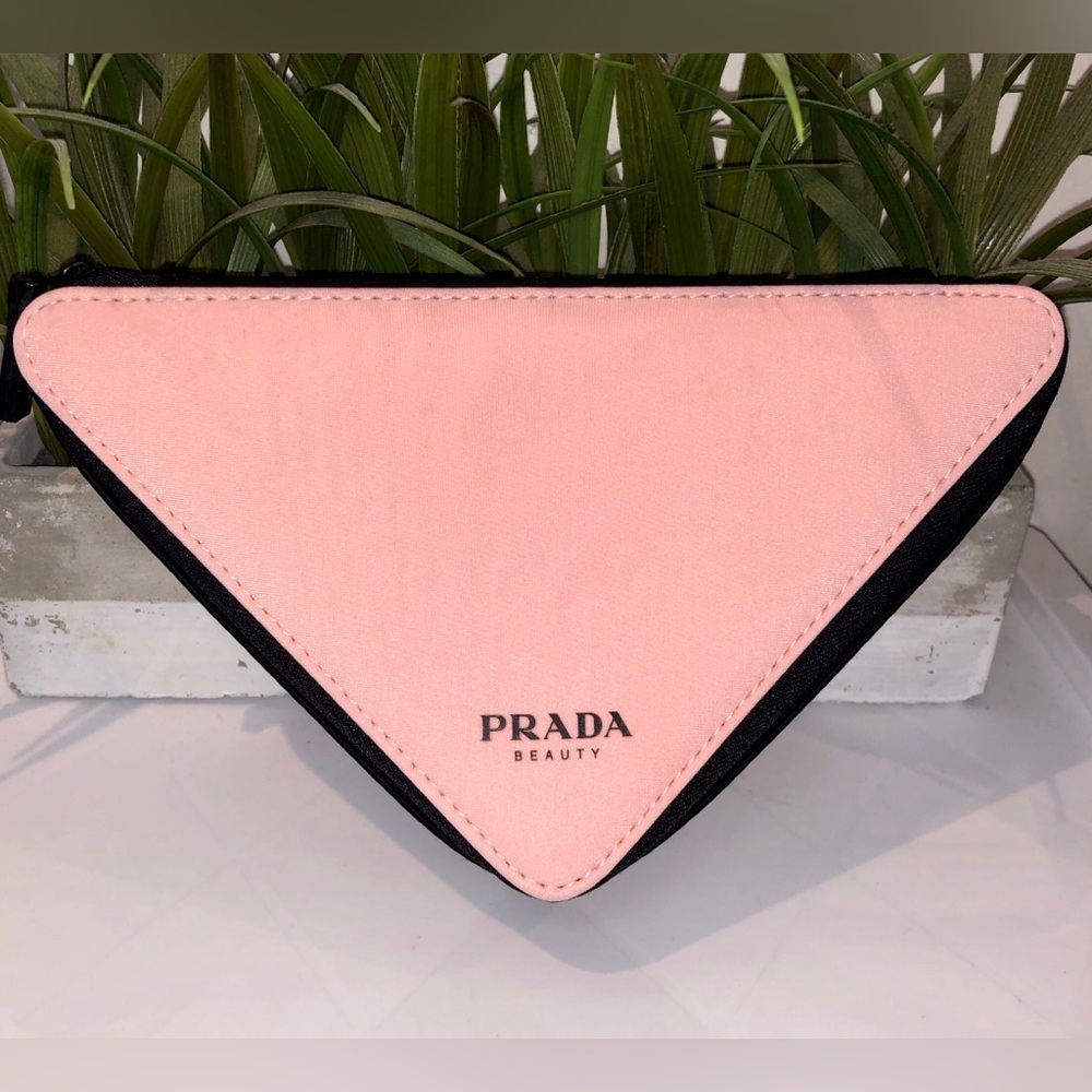 Prada Beauty Pink and Black Geometric Triangular Pouch - Picture 3 of 14
